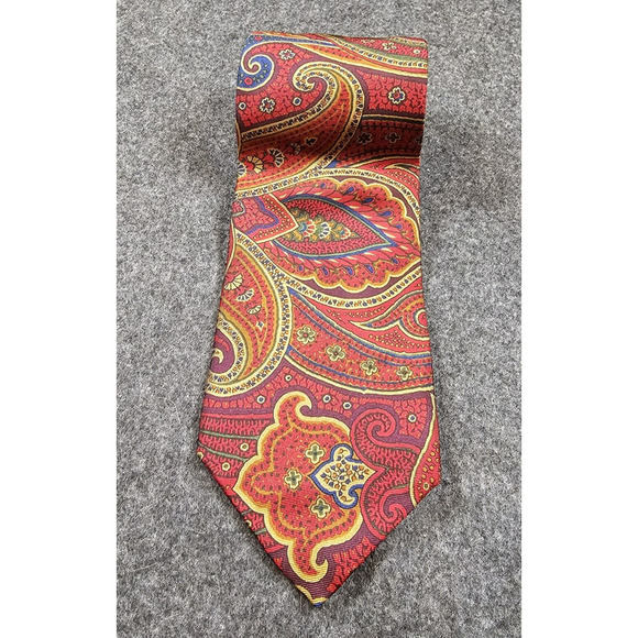 Brooks Brother Tie Purple Silk Paisley Orange Luxury 56" Wedding Work Business - Picture 1 of 9